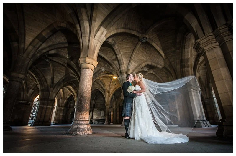Couple in the cloisters of Glasgow University